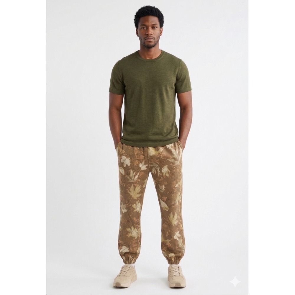BP Nordstrom Mens Tan Camo‎ Leaf Print Jogger Sweatpants BP501194MN Small NWT